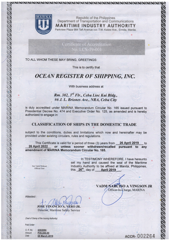 About – Ocean Register of Shipping, Inc.